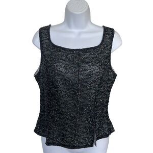 ADRIANNA PAPELL Vintage Beaded Silk Top Size 10